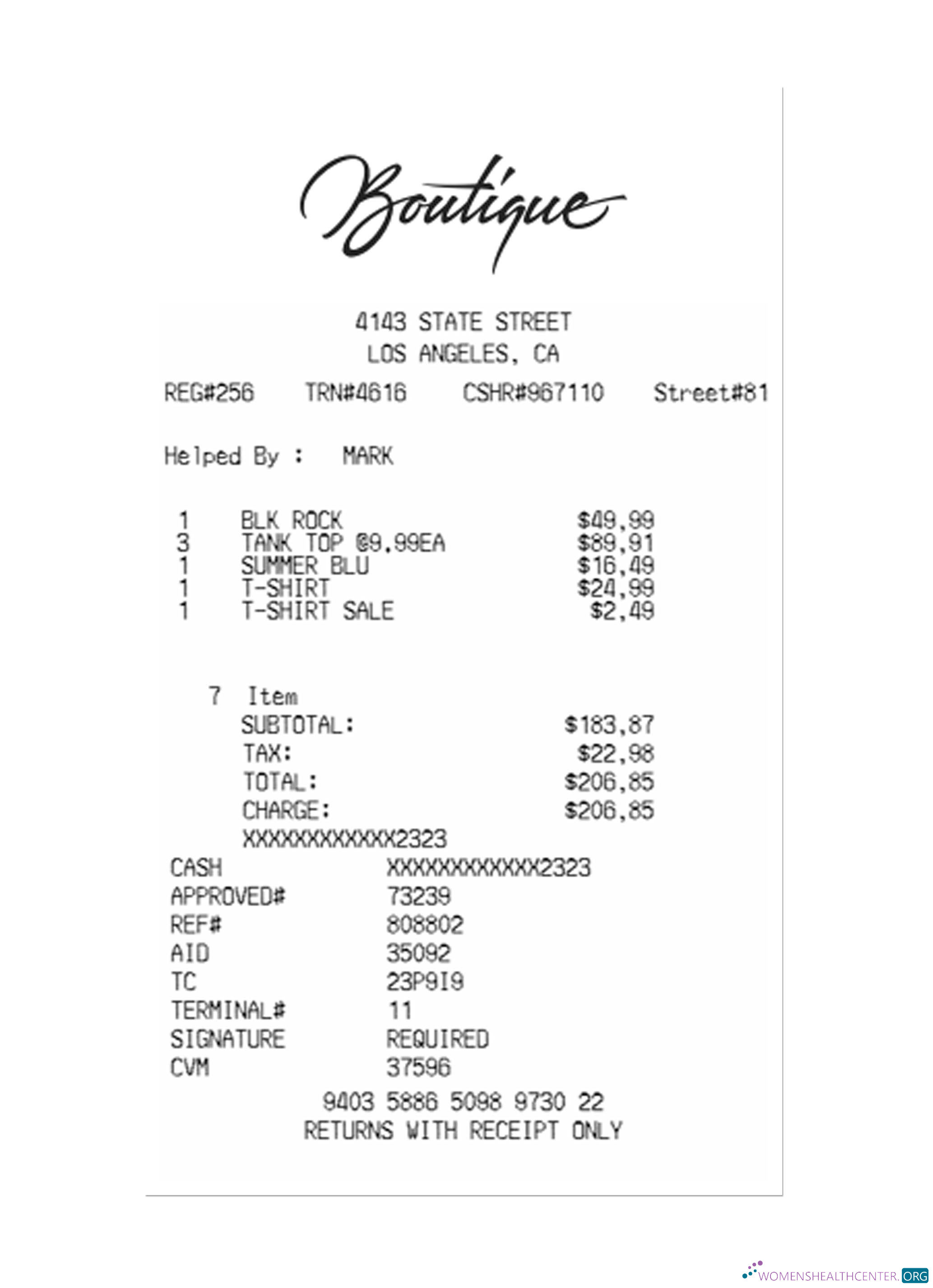 Download BOUTIQUE payment receipt Photoshop template